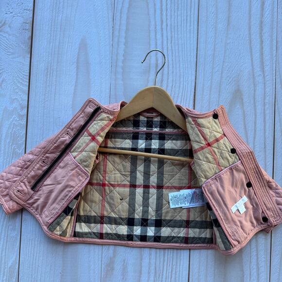 Burberry Baby Girls Size 12M 80CM Quilted Full Zip Coat Jacket Pink EUC - Picture 7 of 9